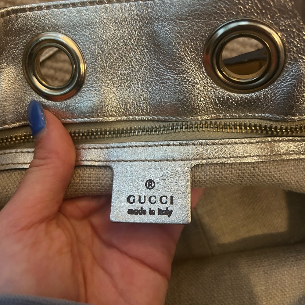 Gucci Metallic Gold and Tan Tote - Picture 4 of 7